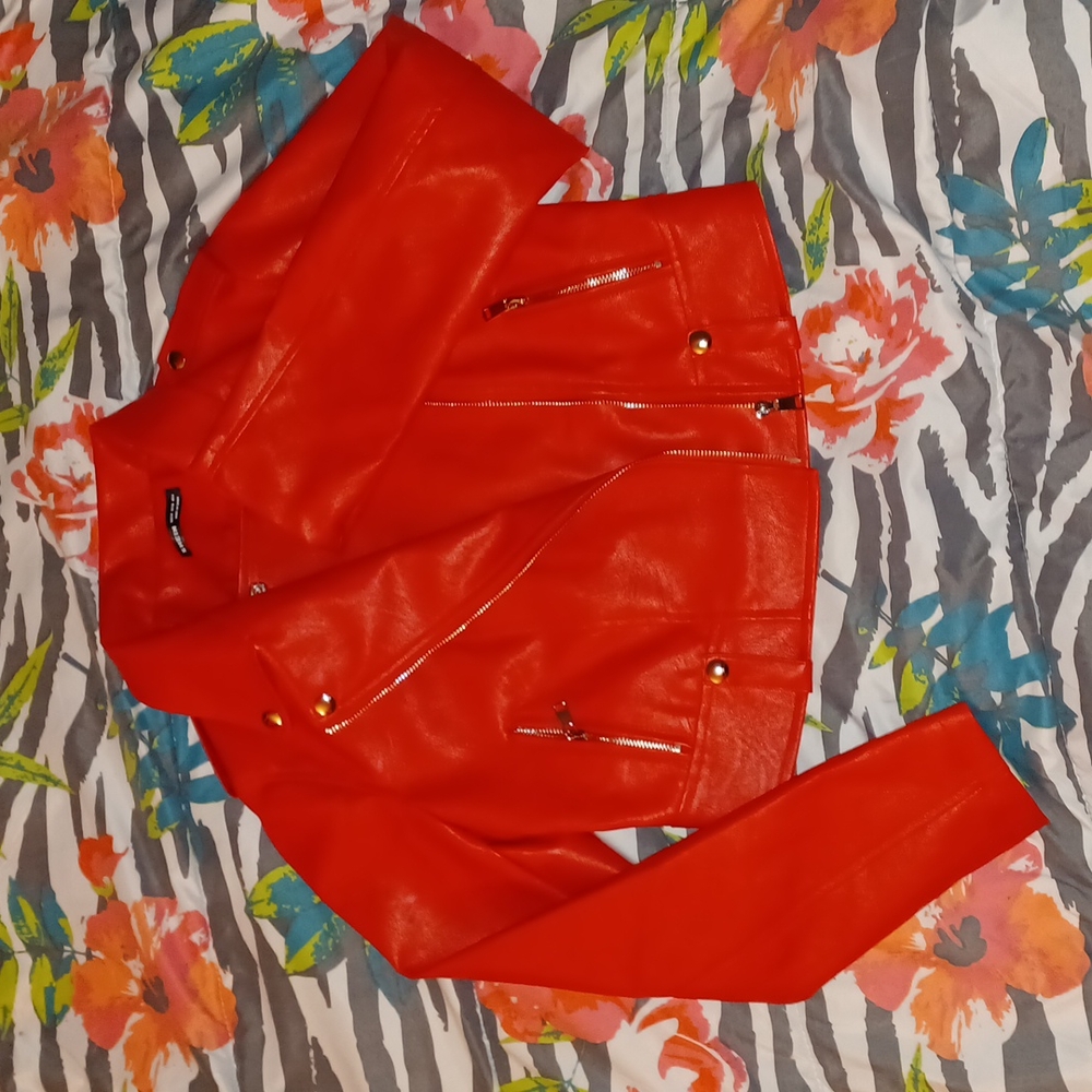 Candy Red leather jacket  size M